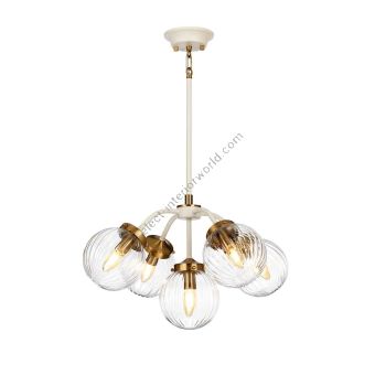 Elstead Lighting / Pendant Lights / Cosmos 5 Cream Painted and Aged Brass