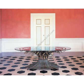 Oval Dining Table with Glass Top HF2014TA Grano by Officina Ciani