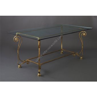 Wrought Iron Dining Table with Glass Top HF2030TA Papiro by Officina Ciani
