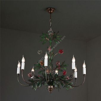 Officina Ciani / Chandeliers / in Hammered Iron with Flowers HL1077CH-8 Vaso fiorito