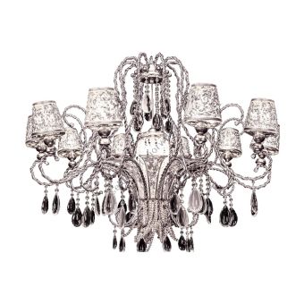 Mechini / Chandeliers / Wrought Iron with Crystal and Silver Lampshade L-CORDA 5