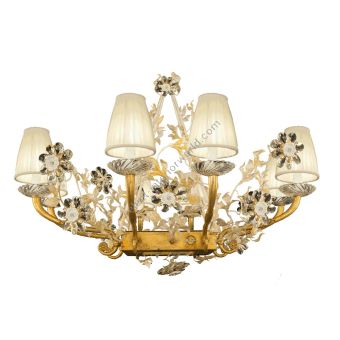 Mechini / Chandeliers / Bohemian Crystal and Porcelain & Silk Lampshades L313/8