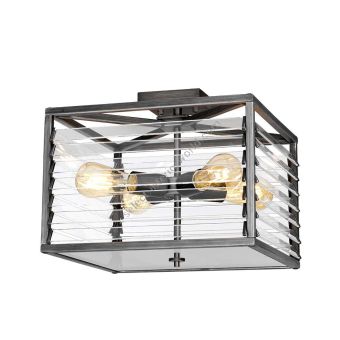 Elstead Lighting / Ceiling Lights / Louvre 4 Flush Painted Gunmetal