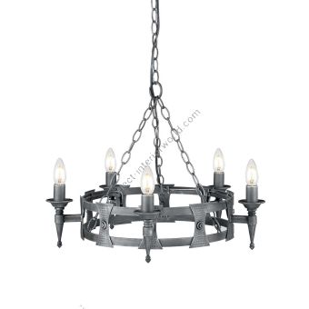 Elstead Lighting / Chandeliers / Saxon 5 Black & Silver Patina