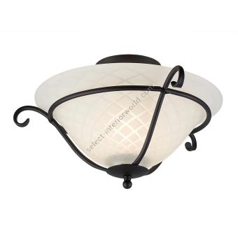 Elstead Lighting / Ceiling Lights / Torchiere Flush Black & Opal Etched Glass
