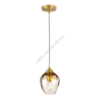 Elstead Lighting / Pendant Lights / Tiber Brushed Brass & Amber Glass