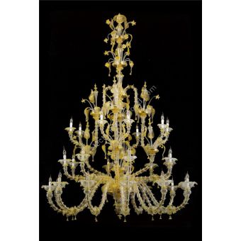 Italian Luxury Lighting / Chandeliers / Venetian Glass Gold 28-Light V6003 028