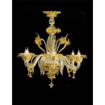 Italian Luxury Lighting / Chandeliers / Venetian Glass Amber 6-Light V6823 006
