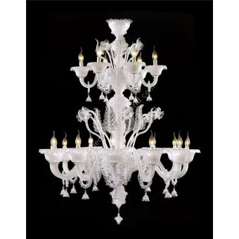 Italian Luxury Lighting / Chandeliers / Venetian Glass White 18-Light V7413 008