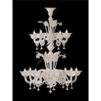 Italian Luxury Lighting / Chandeliers / Venetian Glass White 12-Light V7437 012