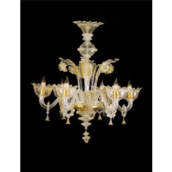Italian Luxury Lighting / Chandeliers / Venetian Glass Amber 6-Light V7467 006