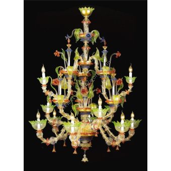 Italian Luxury Lighting / Chandeliers / Venetian Glass Multicolor 12-Light 7545 012