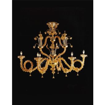 Italian Luxury Lighting / Chandeliers / Venetian Glass Amber 6-Light V7960 006