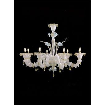 Italian Luxury Lighting / Chandeliers / Venetian Glass White 8-Light V8040 008