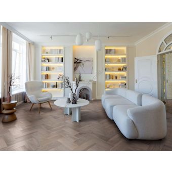 Bassano Parquet / Walnut parquet / The geometries - Herringbones Pony Tail Herringbone 60° American Walnut Winter