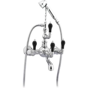 Bronces Mestre / Bath-Shower Fittings / Bath shower set with black porcelain twisted 035516.NSL.50