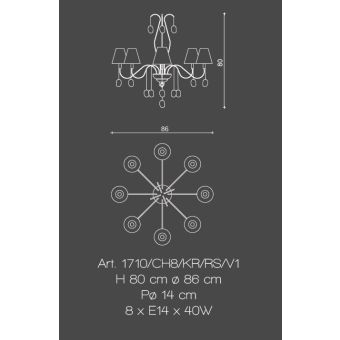 Il Paralume Marina / Chandelier / 1710/CH8/KR/RS/V1