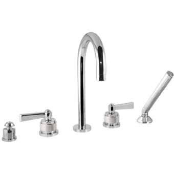 Bronces Mestre / Bath-shower fittings / Five holes bath set with handle and decorated brass ring 271016.PP0.50