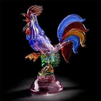 Italian Luxury Lighting / Animal Sculptures / Rooster Multicolor in Murano Glass 5484 1 COL