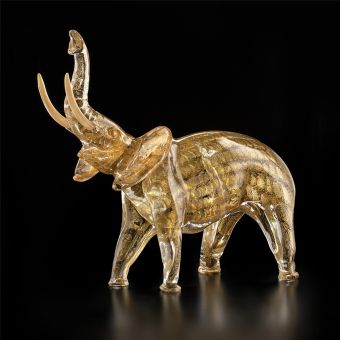Italian Luxury Lighting / Animal Sculptures / Crystal Gold Elephant in Murano Glass 6024 1 TOR