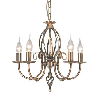 Elstead Lighting / Chandeliers / Artisan 5 Light Chandelier - Aged Brass