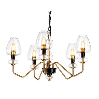 Elstead Lighting / Chandeliers / Armand 5 Light Chandelier - Aged Brass Plated & Charcoal Black Paint