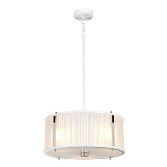 Elstead Lighting / Pendant Lights / Corona 3 Light Pendant - White Satin Painted / Polished Nickel