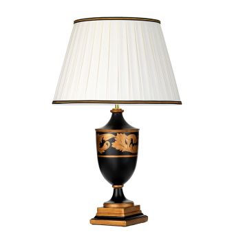 Elstead Lighting / Portable & Desk Lamps / Narbonne 1 Light Table Lamp - with Tall Empire Shade - Black and Gold with Ivory with Black and Gold trim Shade