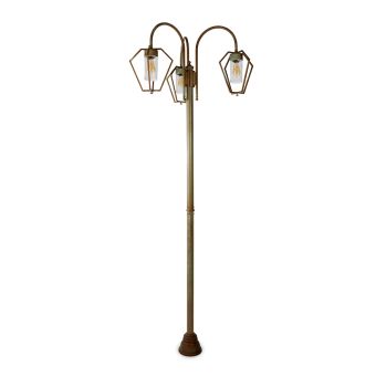 Post Lamp 270cm 3-light Antique Brass Gemstone 3473 by Moretti Luce