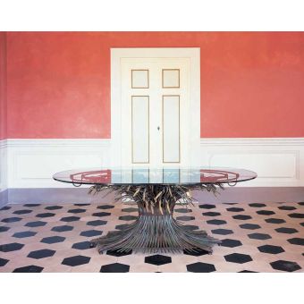 Oval Dining Table with Glass Top HF2014TA Grano by Officina Ciani