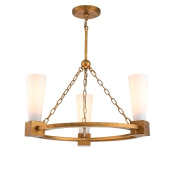 Elstead Lighting / Chandeliers / Kristy 3 lt Chandelier - Distressed Gold