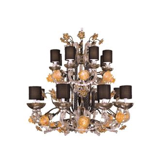 Mechini / Chandeliers / Amber with Bohemian Strass & Murano Glass & Clear Pearl Banding L277/16