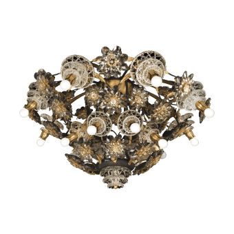 Mechini / Chandeliers / Black with Coloured Bohemian Crystal and Biscuit Ceramic L307/16