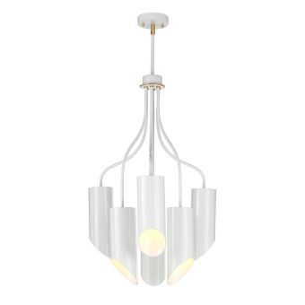 Elstead Lighting / Chandeliers / Quinto 6 Light Chandelier - White Aged Brass