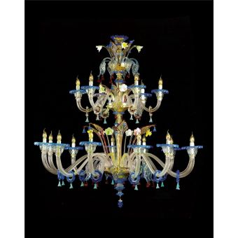Italian Luxury Lighting / Chandeliers / Venetian Glass Multicolor 12-Light V7868 012