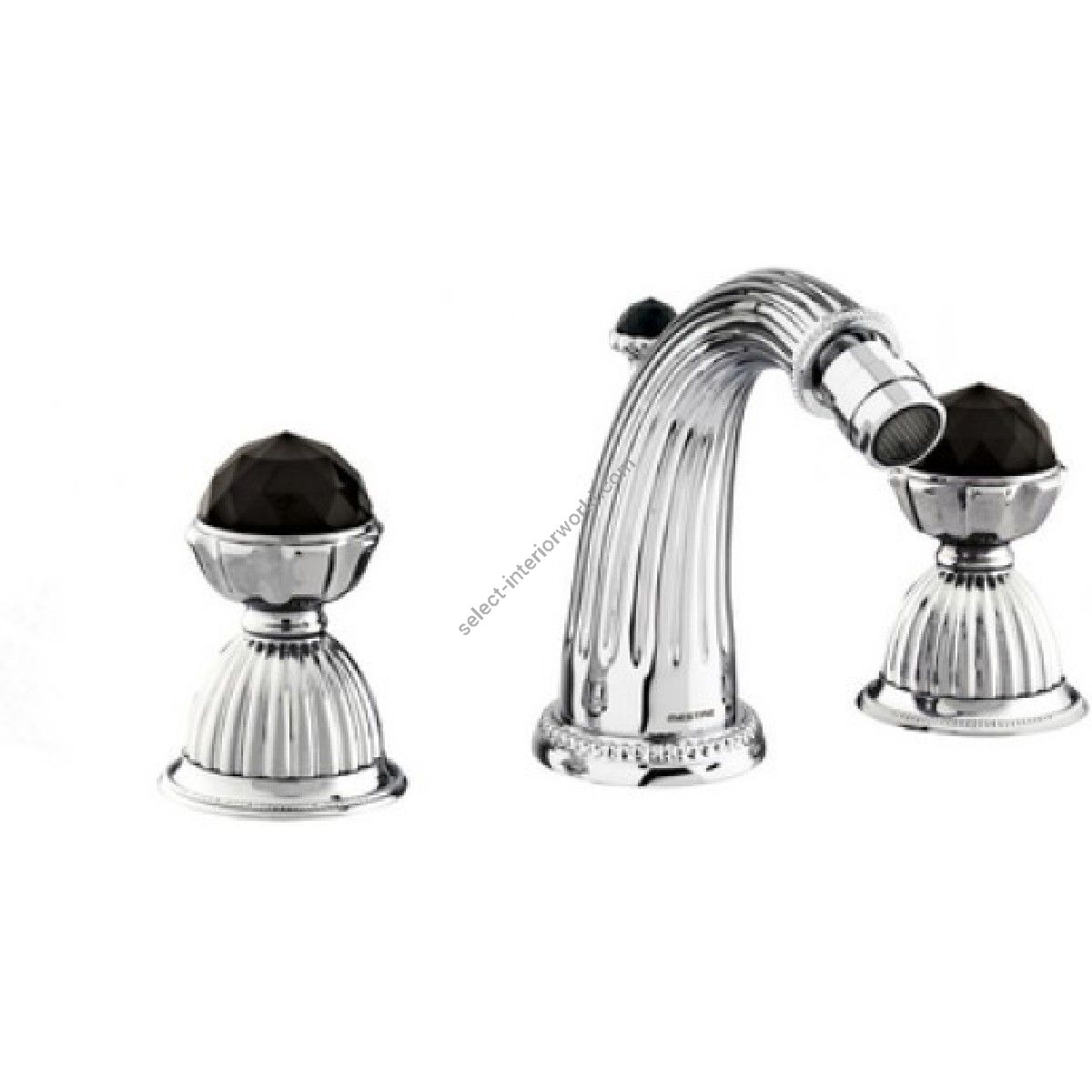 Bronces Mestre / Bidet Fittings / Three holes bidet set with spout and Swarovski black crystal 033221.N00.50