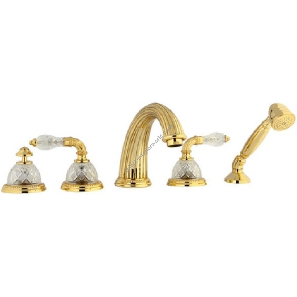 Bronces Mestre / Bath-Shower Fittings / Five holes bath set with classical crystal 033316.FCC.00