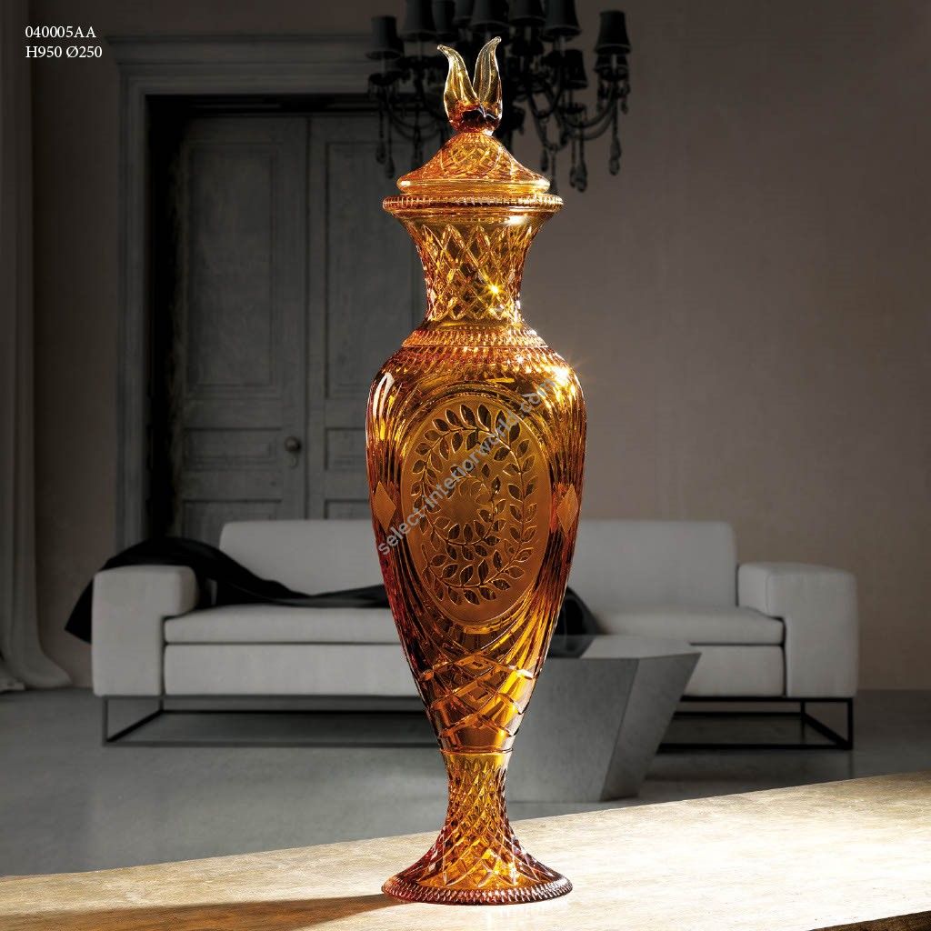 Italian Luxury Lighting / Vases / Amber Crystal 95 cm 040005AA