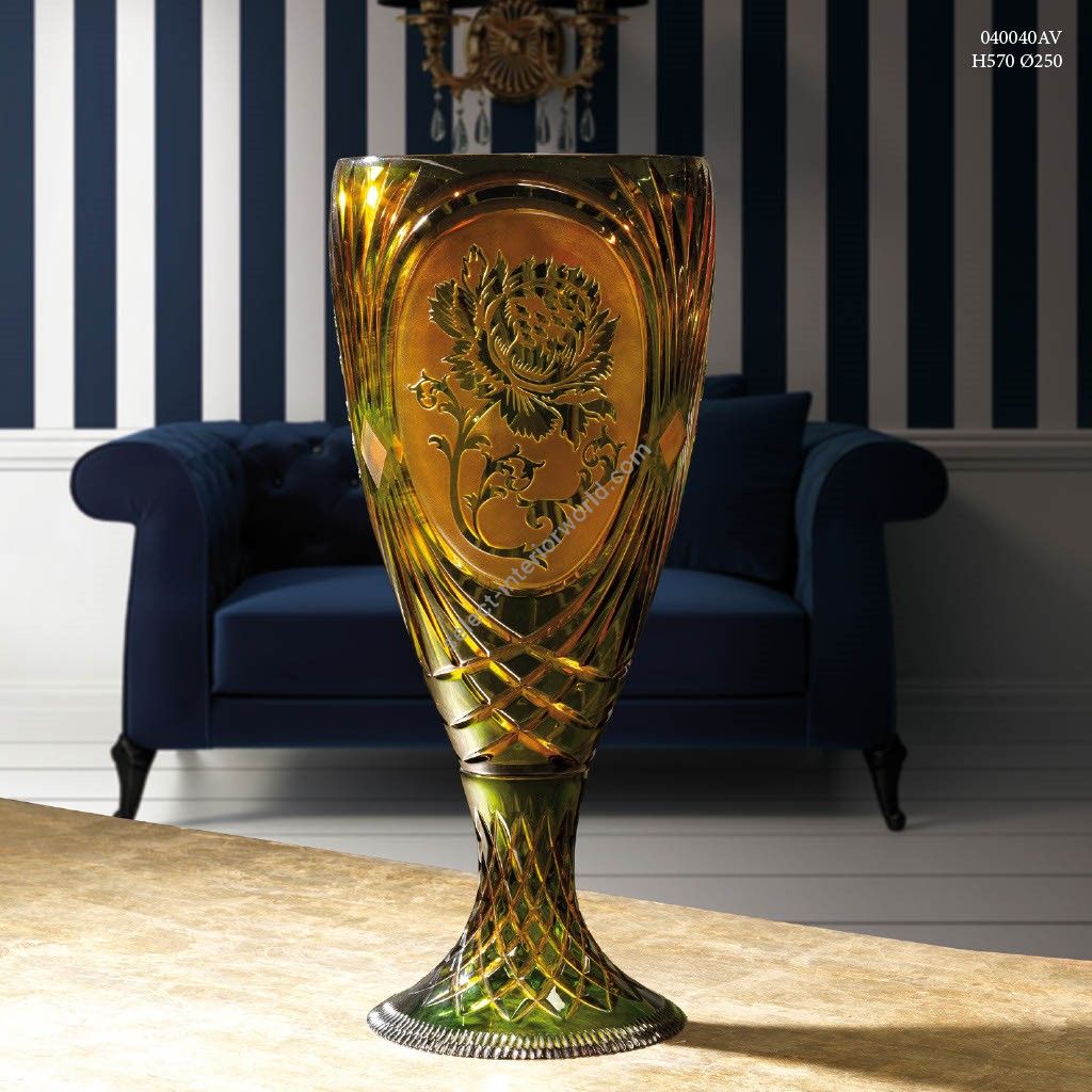 Italian Luxury Lighting / Vases / Crystal Vase with Rosa 57 cm 040040AV