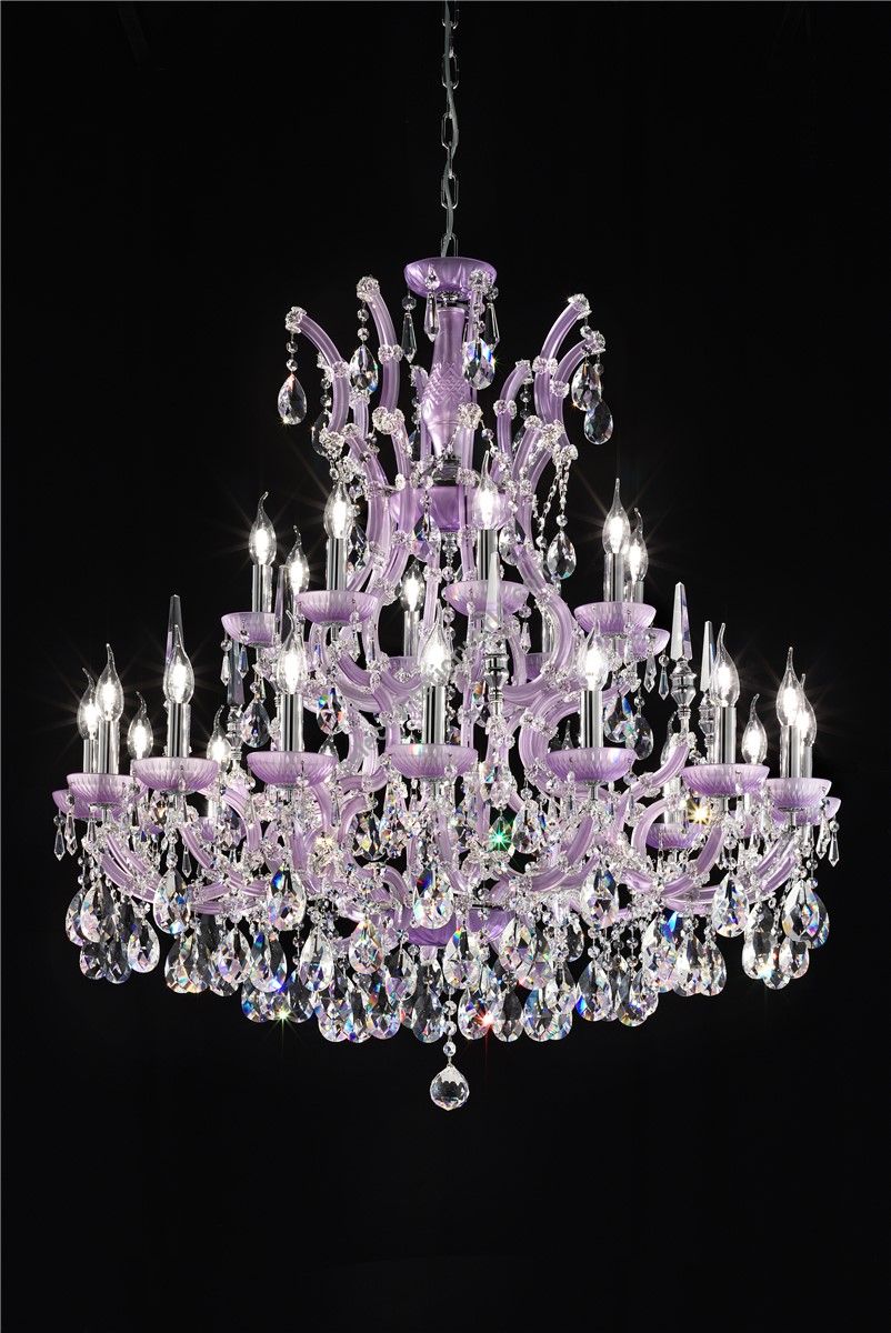 Italian Luxury Lighting / Chandeliers / Maria Theresa Lilac Satin 24 Lights 1055 024