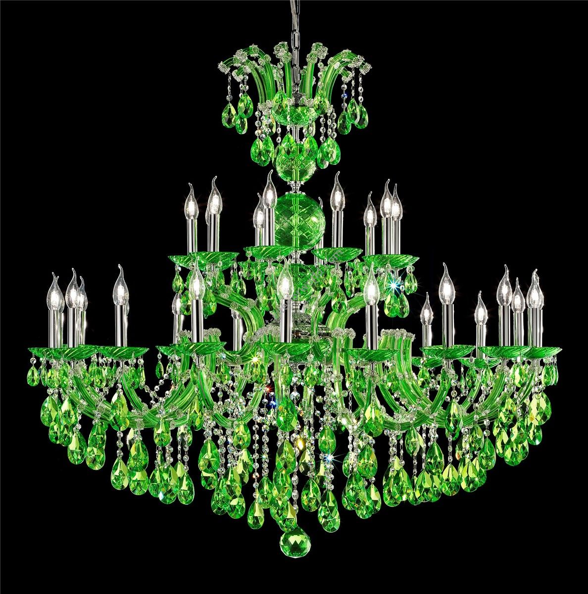 Italian Luxury Lighting / Chandeliers / Maria Theresa Green 30 Lights 1114 030 Venetian