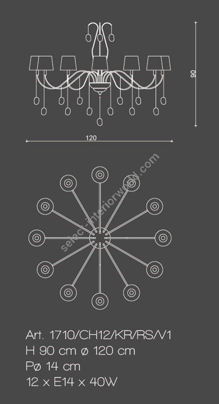 Il Paralume Marina / Chandelier / 1710/CH12/KR/RS/V1