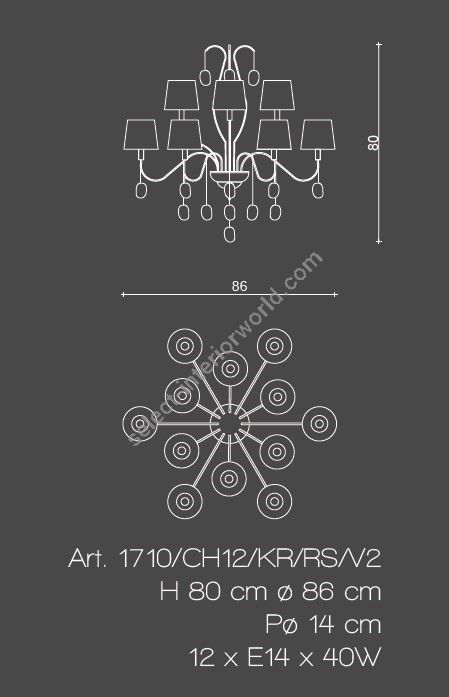 Il Paralume Marina / Chandelier / 1710/CH12/KR/RS/V2