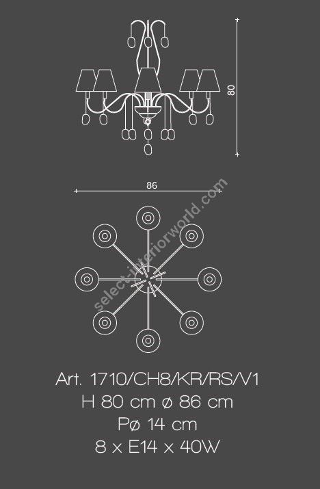 Il Paralume Marina / Chandelier / 1710/CH8/KR/RS/V1