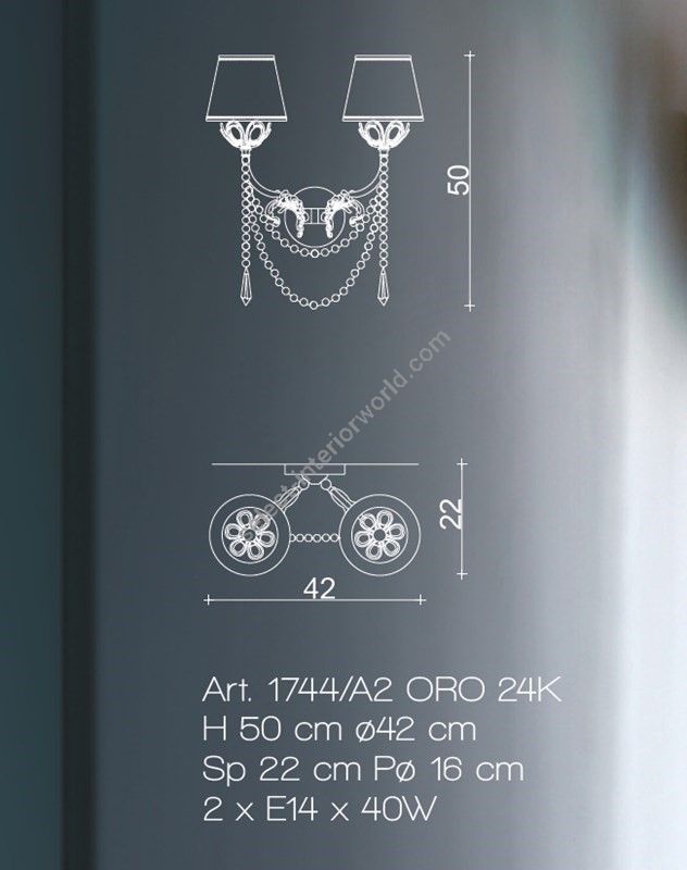 Il Paralume Marina / Wall Lamp / 1744/A2 ORO 24K