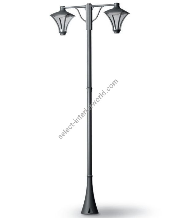 Morphis 3 | 29W - Outdoor Post Light with Short Two Arms & 2 Lanterns hanging down