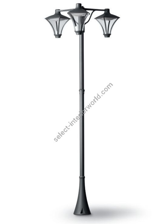 Morphis 3 | 29W - Outdoor Post Lamp with Short Arms & 3 Lanterns hanging down