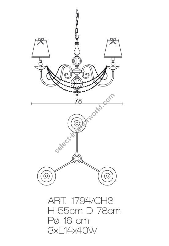 Il Paralume Marina / Chandelier with Soft Color Murano Glass Balls / 1794/CH3