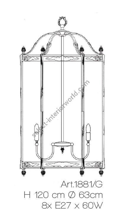 Il Paralume Marina / Pendant Lamp In Brass & Clear Glass 1881/G / IL-1881/G