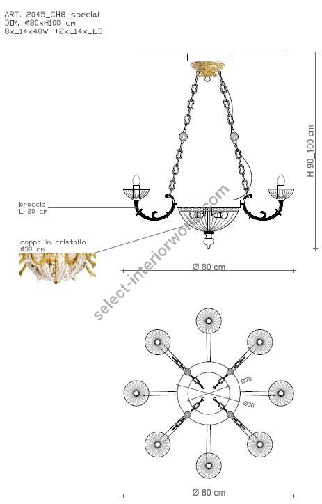 Il Paralume Marina / Chandelier / 2045/CH8 D80
